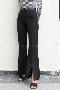 Black Crepe Fabric High Waist Material Pants