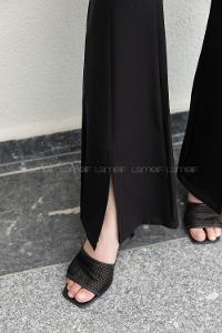 Black Crepe Fabric High Waist Material Pants