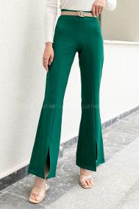 Emerald Green Crepe Fabric High Waist Material Pants
