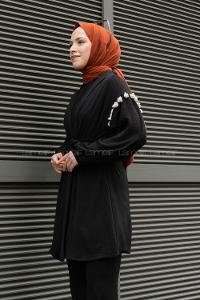 Black Balloon Sleeve Arm Belted Ayrobin Kimono
