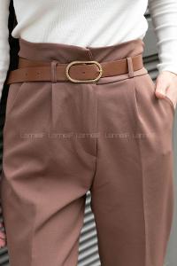 Bitter Brown Cotton Fabric High Waist Comfortable Pants
