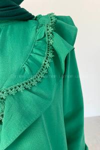 Green Shirt Collar Long Arm Cotton Unprinted Shirt