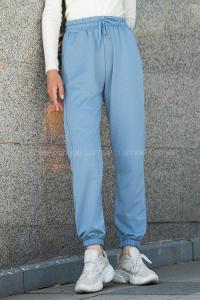 Light Blue Elastic Trousers High Waist Regular Cut Bottom Tracksuit
