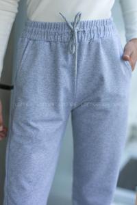 Gray Elastic Trousers High Waist Regular Cut Bottom Tracksuit