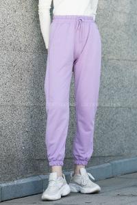 Lilac Elastic Trousers High Waist Regular Cut Bottom Tracksuit