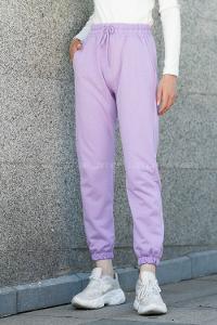 Lilac Elastic Trousers High Waist Regular Cut Bottom Tracksuit