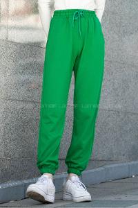 Green Elastic Trousers High Waist Regular Cut Bottom Tracksuit