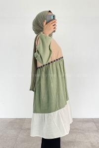 Modalamelif Parça Renklli Tunik Sütlü Kahve