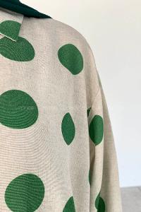 Green Shirt Collar Long Arm Linen Printed Shirt
