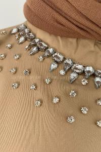 Beige Mandarin Collar Long Arm Cotton Unprinted Shirt