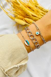 Silver Belted Gold Straight Wristband