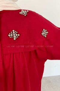 Red Shirt Collar Long Arm Cotton Unprinted Shirt