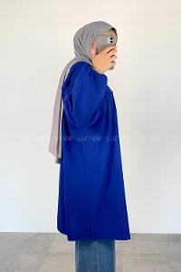 Sax Shirt Collar Long Arm Cotton Unprinted Shirt