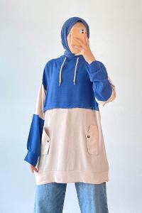 Indigo Hood Neck Ayrobin Unprinted Tunic