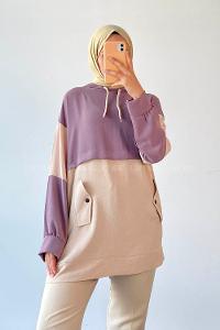 Lilac Hood Neck Ayrobin Unprinted Tunic