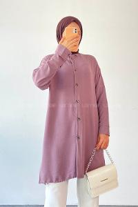 Plato Shirt Collar Long Arm Cotton Fabric Unprinted Shirt