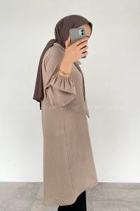 Modalamelif Yaka Bağlamalı Ayrobin Tunik Camel