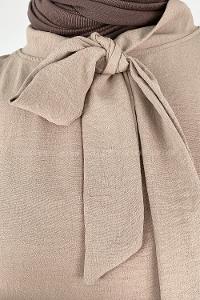 Modalamelif Yaka Bağlamalı Ayrobin Tunik Camel