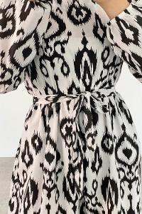 Black Crew Neck Cotton Printed Dresess