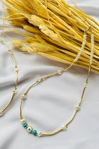 Gold-3 Gold Straight Necklace