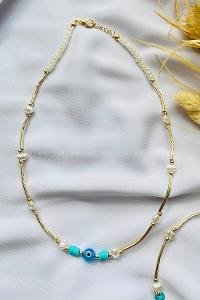 Gold-3 Gold Straight Necklace