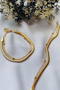 Gold Belted Silver Straight Wristband