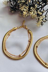 Gold Belted Silver Straight Wristband