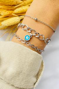 Silver-8 Belted Gold Straight Wristband