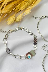 Silver-4 Belted Gold Straight Wristband