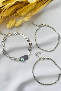 Silver-4 Belted Gold Straight Wristband