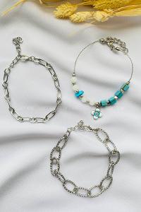 Silver-3 Belted Gold Straight Wristband