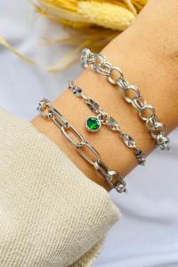 Silver-7 Belted Gold Straight Wristband