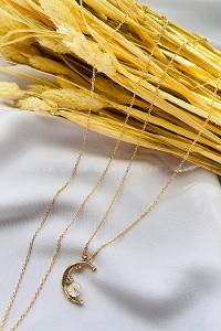 Gold-3 Gold Straight Necklace