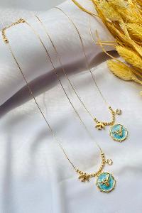 Blue Gold Straight Necklace