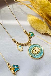 Blue Gold Straight Necklace
