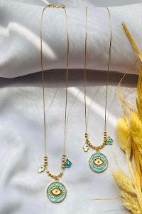 Blue Gold Straight Necklace