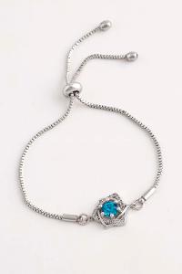 Blue Buckle Silver Drop Wristband