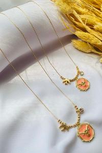 Powder Gold Straight Necklace