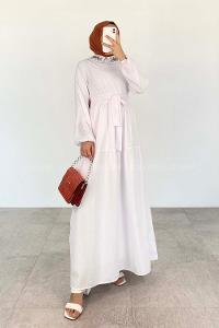 White Shirt Collar Cotton Unprinted Dresess