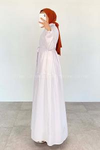 White Shirt Collar Cotton Unprinted Dresess