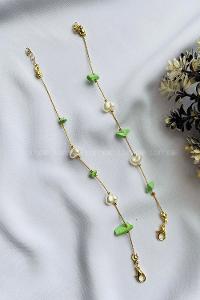 Green Belted Gold Straight Wristband