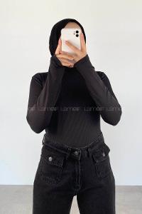 Lamelif Bisiklet Yaka Kaşkorse Body Siyah