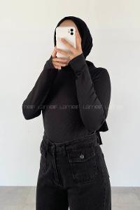 Lamelif Bisiklet Yaka Kaşkorse Body Siyah