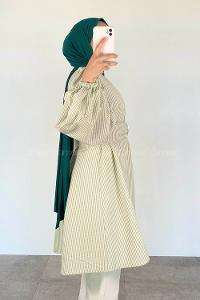 Modalamelif Bisiklet Yaka Kemerli Tunik Çağla