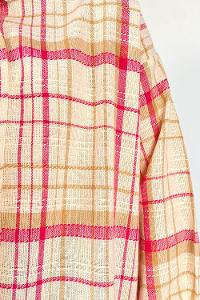 Pink Shirt Collar Long Arm Linen Printed Shirt