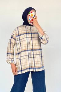 Saxe Shirt Collar Long Arm Linen Printed Shirt