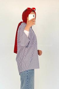 Blue Shirt Collar Half Arm Arm Viscose Fabric Printed Shirt