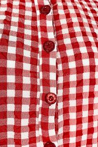 Red Mandarin Collar Cotton Viscose Fabric Printed Dresess