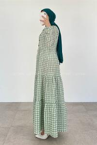 Mint Green Mandarin Collar Cotton Viscose Fabric Printed Dresess