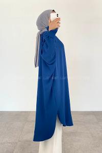 Indigo Crew Neck Ayrobin Unprinted Tunic